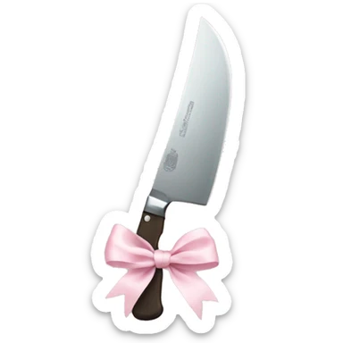 knife with pale pink bow sticker
