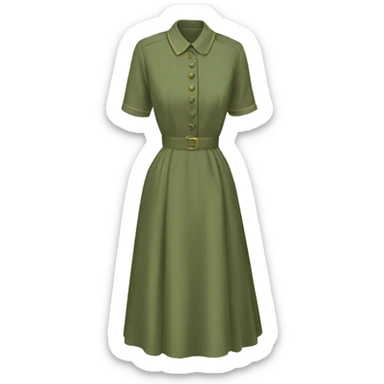 Khaki green vintage dress sticker