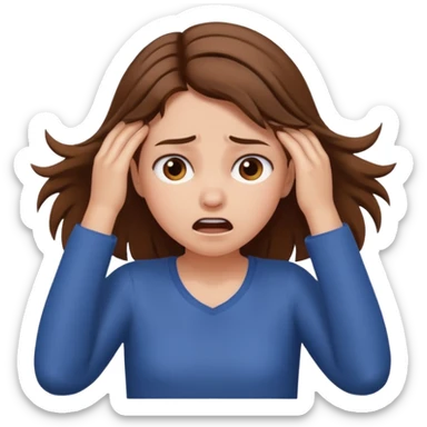 A girl pulling her hair sticker
