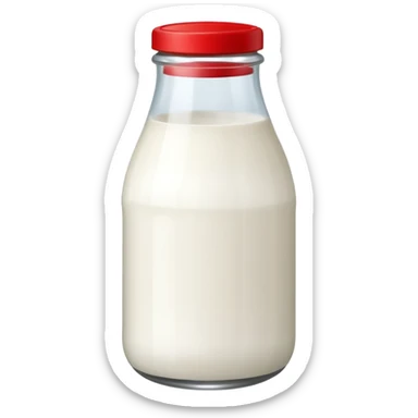 Milk bottle with red lid sticker