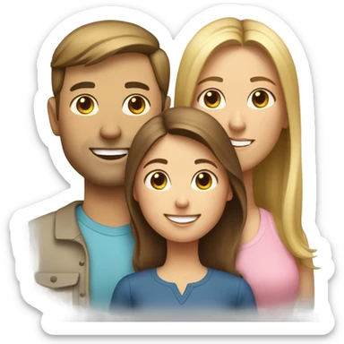 Puerto rican beard short brown hair  husband with blond long hair wife and brown long hair daughter Family  sticker