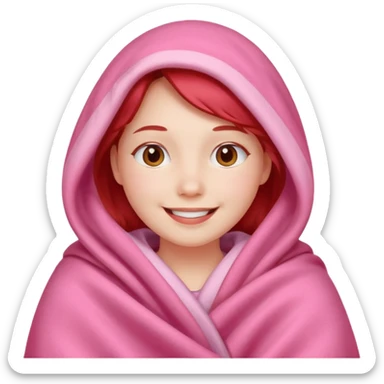 happy smile emoji red cheeks in pink blanket  sticker
