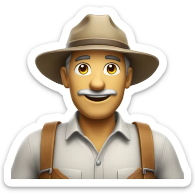 Human Photography Adult Farmer, toon match game 3D character rendered sticker