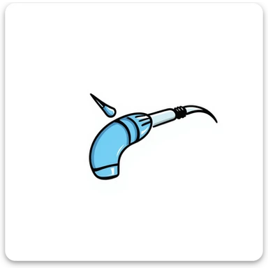 Hand-drawn blue mouthpiece bit with breathing tube for oxygen measurement, VO2 max testing equipment with nose clip sticker