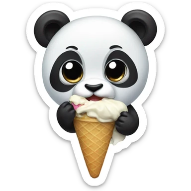 Panda eating ice cream sticker
