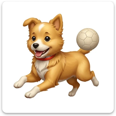 happy dog running after ball sticker