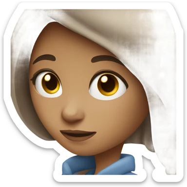 Girl with brown hair and blue eyes texting lover  sticker