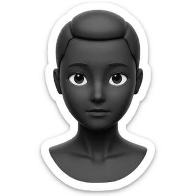 minimalist 3d avatar, stylized human bust, no hairstyle, distinctive facial features, smooth matte plastic texture, soft cinematic lighting, subtle rim light, clay render style, modern digital illustration, octane render. black, completely monochrome, matte sticker
