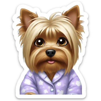 Yorkie wearing pajamas sticker