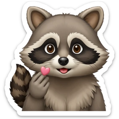 Raccoon blowing kisses sticker
