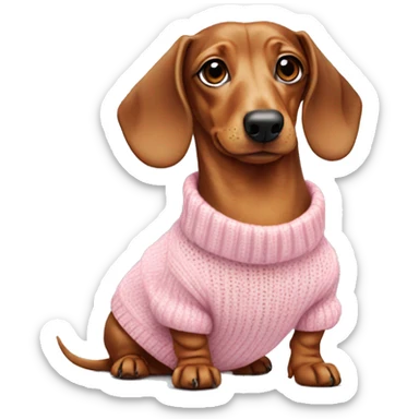dachshund wearing pastel pink sweater sticker