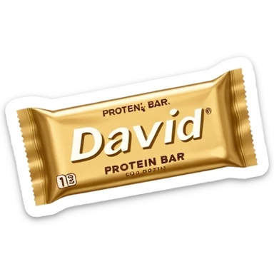 protein bar gold wrapper that says David on it  sticker