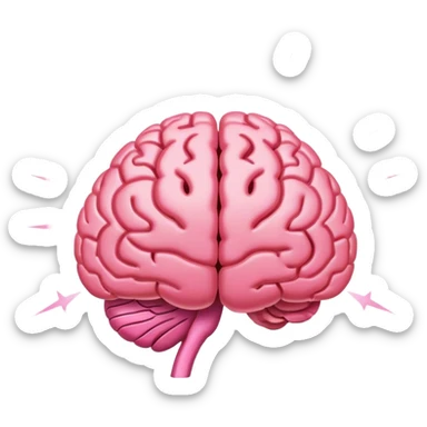 A ** pink human brain** with a energy energy beam of light thought around it s... radiating loving thoughts while it rewires itself hearts  sticker