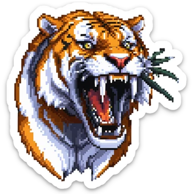 saber-toothed tiger with impossibly long fangs that are twice the length of its head, absurdly exaggerated canine teeth sticker