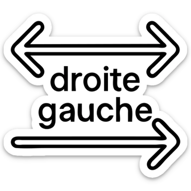 Directional arrows pointing right and left with "droite gauche" text sticker
