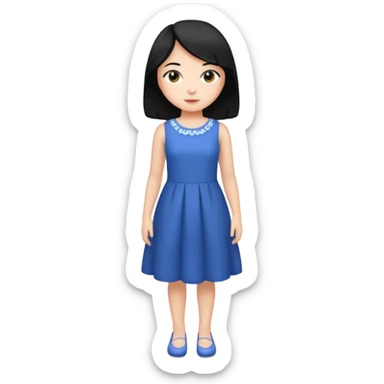 fille  en entier cheveux mi long noir et lisse  sticker