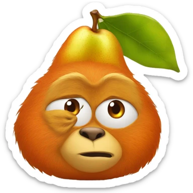 pear holds Orang utan sticker