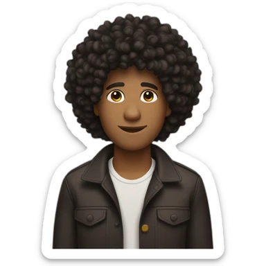 brown skin man with afro long black curly hair sticker