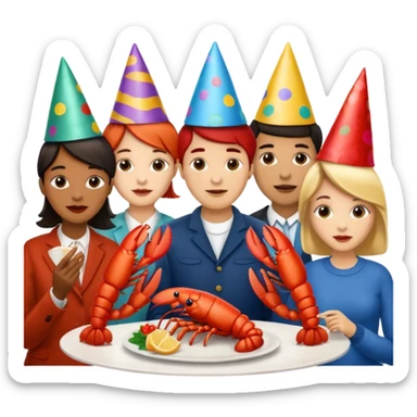 200 people eating lobster at a family party sticker