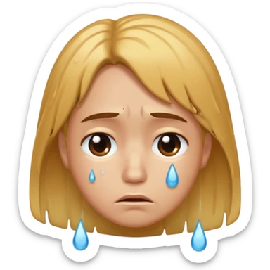 😔 sad emoji with hair 💧 with this emoji sticker