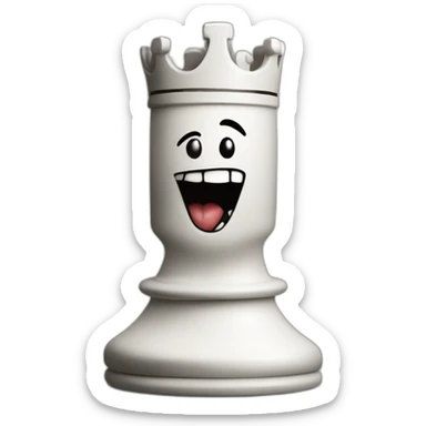 chess piece Queen white with war wounds with smiley face sticker
