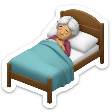 sick old woman sleeping on bed sticker