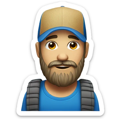Bearded White male wearing a blue trucker hat. Realistic style  sticker