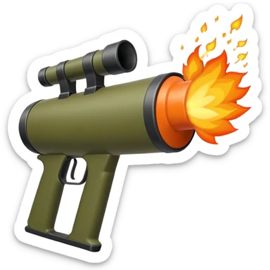 olive colored two-handled bazooka firing sticker