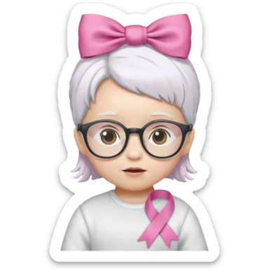 white haired little baby with glassess and ribbon on hair sticker