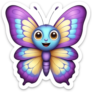 Cinematic Cheeky Butterfly Portrait Emoji, Head tilted dramatically with an exaggeratedly surprised expression, featuring a petite, vibrant body with wide, comically expressive eyes full of playful mischief and animated, fluttering wings, Simplified yet hilariously expressive features, highly detailed, glowing with a slightly sassy pastel glow, high shine, dramatic yet playful, stylized with an air of cheeky garden mischief, soft glowing outline, capturing the essence of a meme-worthy butterfly that looks ready to flutter its way into viral fame! sticker