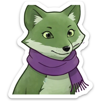 Cute arctic fox with purple and teal sticker