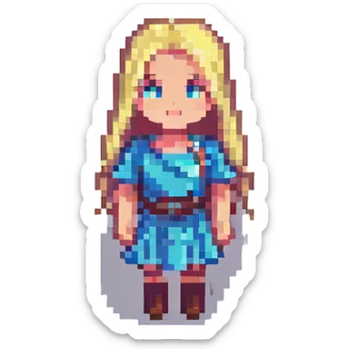 blonde girl, pixel art style sticker