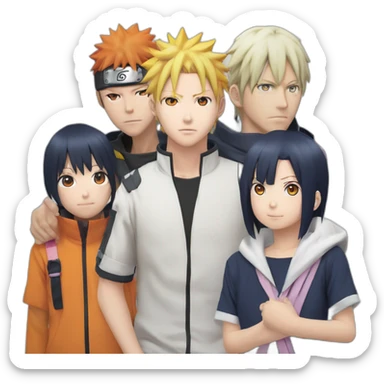 Hinata famille avec boruto,himiwari et naruto sticker