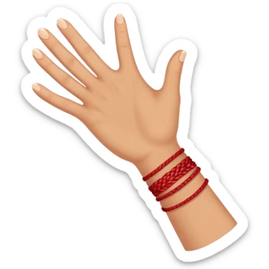 One hand with red bracelet thread  sticker