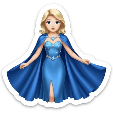 A blue satin dress with crystal bodice and flowing cape.




























 sticker