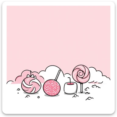 A4 size vertical portrait background, pink candy color scheme with lollipops and marshmallows, Japanese hand-drawn style, soft and dreamy, candy elements, soft pastel gradient or transparent background, no text, suitable for avatars or printing, high resolution sticker