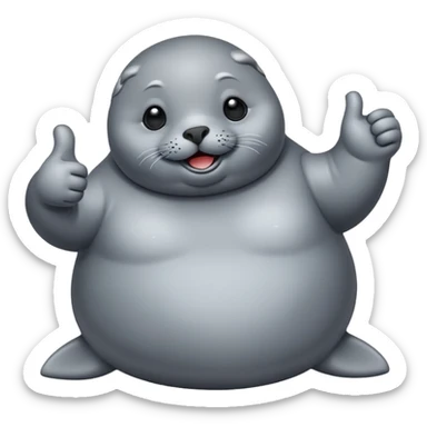 Fat seal giving a thumbs up sticker