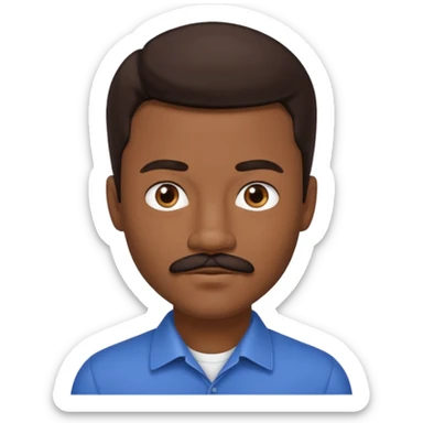 Ricky Bell with dark brown hair and thin mustache sticker