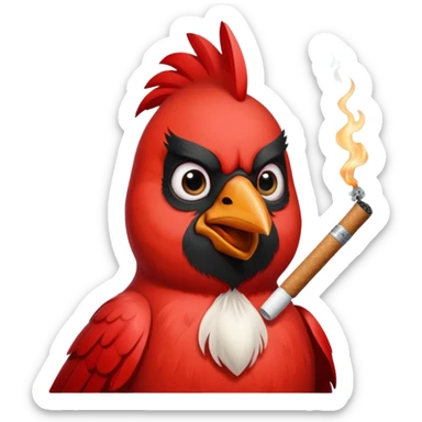 Red cardinal smoking a cigarette  sticker