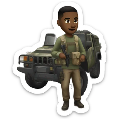 young man outdoors with vehicle in call of duty sticker