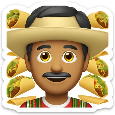 Mexican male eating a taco sticker