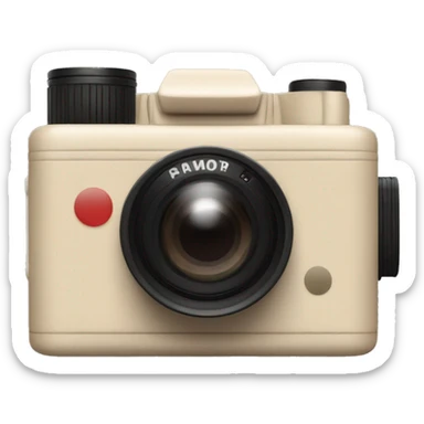 beige Palaroid camera with a photo card sticking out of it sticker