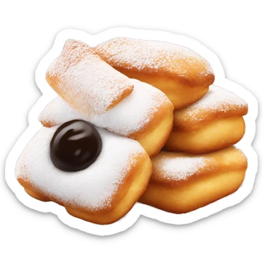 beignets with little sugar sticker
