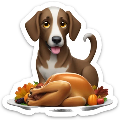 Anatolian Shepard dog eating thanksgiving turkey sticker