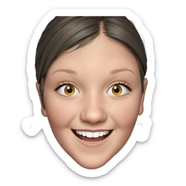 smiling girl in grey hoodie sticker