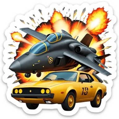 Icon for Action Movies: A photorealistic, vibrant collage in the style of a movie poster, featuring intense action scenes—explosions, high-speed chases, and dramatic close-ups of characters in combat. The design should capture the adrenaline-pumping energy of action films. Transparent background. sticker