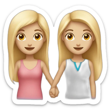 Blond girl and brunette girl holding hands sticker