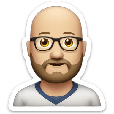 fat-bald-man-with glasses and beard eating meat sticker