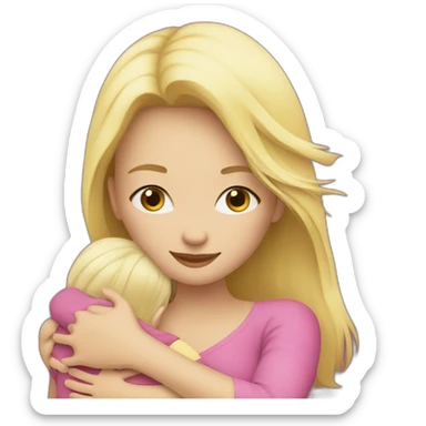 The woman blonde hugs the girl sticker