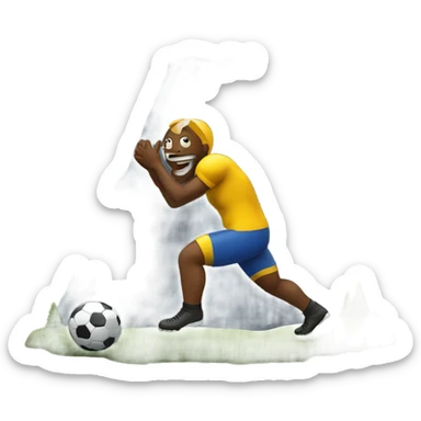Football peeing on a mountain sticker